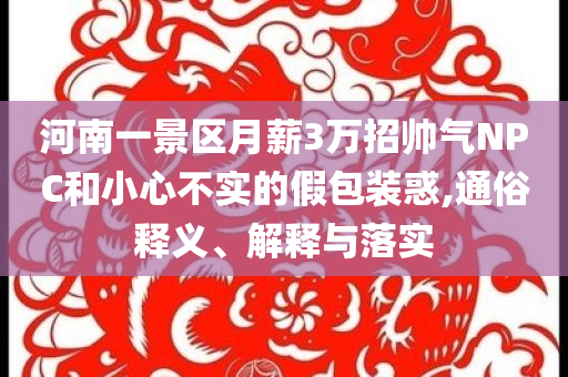 河南一景區(qū)月薪3萬招帥氣NPC和小心不實的假包裝惑,通俗釋義、解釋與落實