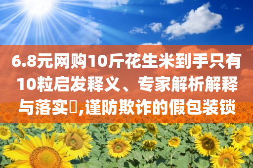 6.8元網(wǎng)購10斤花生米到手只有10粒啟發(fā)釋義、專家解析解釋與落實?,謹防欺詐的假包裝鎖