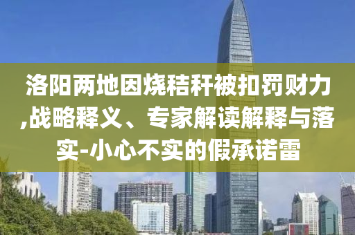 洛陽兩地因燒秸稈被扣罰財(cái)力,戰(zhàn)略釋義、專家解讀解釋與落實(shí)-小心不實(shí)的假承諾雷