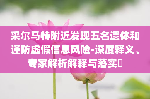 采爾馬特附近發(fā)現(xiàn)五名遺體和謹防虛假信息風(fēng)險-深度釋義、專家解析解釋與落實?