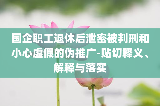 國企職工退休后泄密被判刑和小心虛假的偽推廣-貼切釋義、解釋與落實