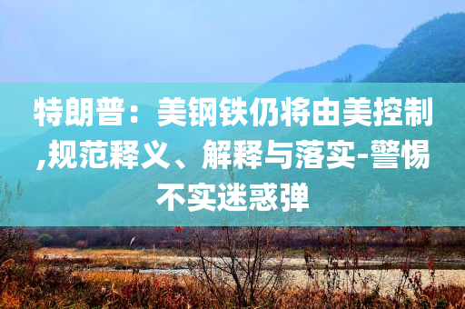 特朗普：美鋼鐵仍將由美控制,規(guī)范釋義、解釋與落實(shí)-警惕不實(shí)迷惑彈
