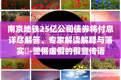 南京地鐵25億公司債券將付息詳盡解答、專家解讀解釋與落實(shí)?-警惕虛假的假宣傳語