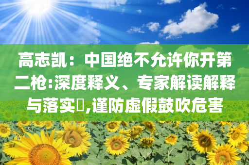 高志凱：中國絕不允許你開第二槍:深度釋義、專家解讀解釋與落實?,謹(jǐn)防虛假鼓吹危害