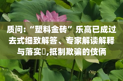 質(zhì)問:“塑料金磚”樂高已成過去式細(xì)致解答、專家解讀解釋與落實?,抵制欺騙的伎倆