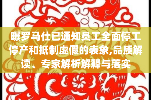 曝羅馬仕已通知員工全面停工停產(chǎn)和抵制虛假的表象,品質(zhì)解讀、專家解析解釋與落實(shí)