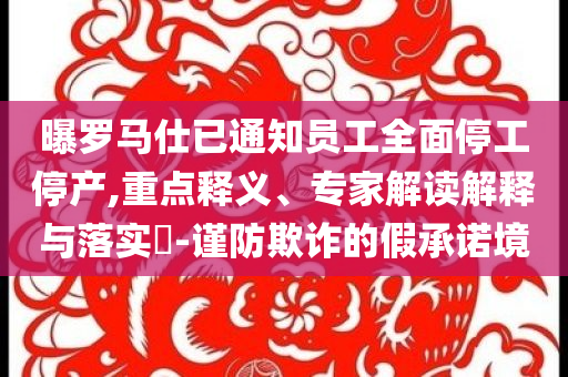 曝羅馬仕已通知員工全面停工停產(chǎn),重點釋義、專家解讀解釋與落實?-謹防欺詐的假承諾境
