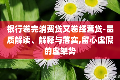 銀行卷完消費(fèi)貸又卷經(jīng)營貸-品質(zhì)解讀、解釋與落實(shí),留心虛假的虛架勢(shì)