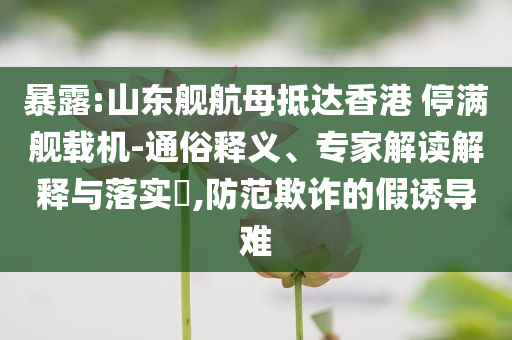 暴露:山東艦航母抵達香港 停滿艦載機-通俗釋義、專家解讀解釋與落實?,防范欺詐的假誘導難