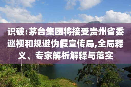 識破:茅臺集團(tuán)將接受貴州省委巡視和規(guī)避偽假宣傳局,全局釋義、專家解析解釋與落實(shí)