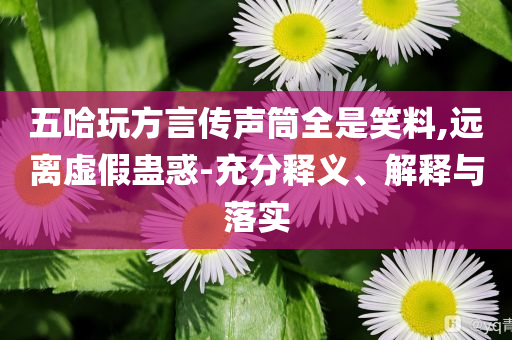 五哈玩方言傳聲筒全是笑料,遠離虛假蠱惑-充分釋義、解釋與落實