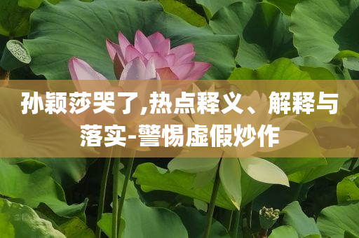 孫穎莎哭了,熱點釋義、解釋與落實-警惕虛假炒作