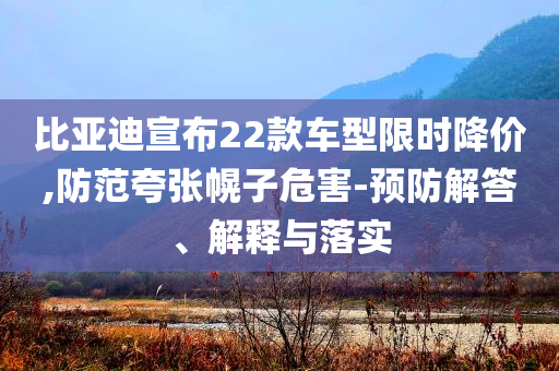 比亞迪宣布22款車型限時降價,防范夸張幌子危害-預(yù)防解答、解釋與落實