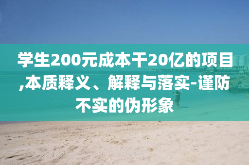 學生200元成本干20億的項目,本質(zhì)釋義、解釋與落實-謹防不實的偽形象