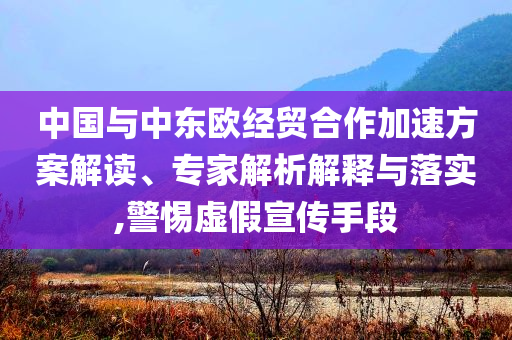 中國(guó)與中東歐經(jīng)貿(mào)合作加速方案解讀、專家解析解釋與落實(shí),警惕虛假宣傳手段