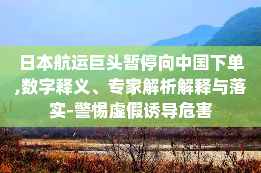 日本航運巨頭暫停向中國下單,數字釋義、專家解析解釋與落實-警惕虛假誘導危害