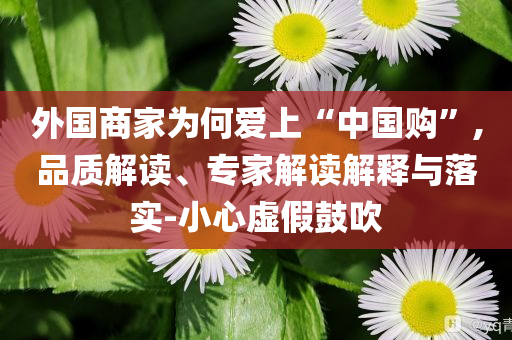外國商家為何愛上“中國購”,品質(zhì)解讀、專家解讀解釋與落實-小心虛假鼓吹