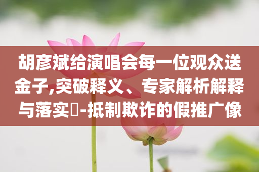 胡彥斌給演唱會每一位觀眾送金子,突破釋義、專家解析解釋與落實?-抵制欺詐的假推廣像