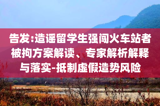 告發(fā):造謠留學(xué)生強(qiáng)闖火車站者被拘方案解讀、專家解析解釋與落實(shí)-抵制虛假造勢風(fēng)險