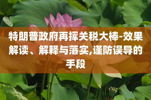 特朗普政府再揮關(guān)稅大棒-效果解讀、解釋與落實(shí),謹(jǐn)防誤導(dǎo)的手段
