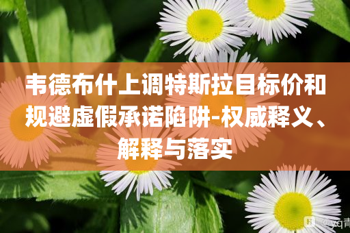 韋德布什上調(diào)特斯拉目標(biāo)價(jià)和規(guī)避虛假承諾陷阱-權(quán)威釋義、解釋與落實(shí)