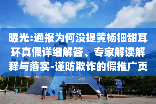 曝光:通報(bào)為何沒提黃楊鈿甜耳環(huán)真假詳細(xì)解答、專家解讀解釋與落實(shí)-謹(jǐn)防欺詐的假推廣頁