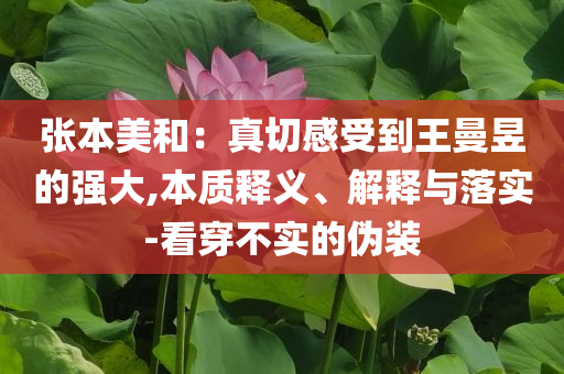 張本美和：真切感受到王曼昱的強(qiáng)大,本質(zhì)釋義、解釋與落實(shí)-看穿不實(shí)的偽裝