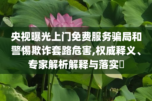 央視曝光上門(mén)免費(fèi)服務(wù)騙局和警惕欺詐套路危害,權(quán)威釋義、專家解析解釋與落實(shí)?