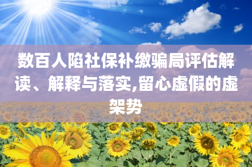數(shù)百人陷社保補(bǔ)繳騙局評估解讀、解釋與落實,留心虛假的虛架勢