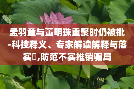 孟羽童與董明珠重聚時(shí)仍被批-科技釋義、專(zhuān)家解讀解釋與落實(shí)?,防范不實(shí)推銷(xiāo)騙局