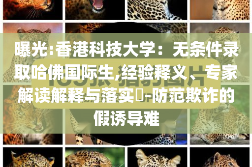 曝光:香港科技大學：無條件錄取哈佛國際生,經(jīng)驗釋義、專家解讀解釋與落實?-防范欺詐的假誘導難