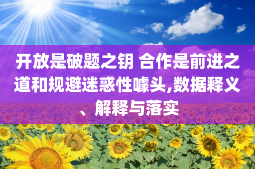 開放是破題之鑰 合作是前進之道和規(guī)避迷惑性噱頭,數(shù)據(jù)釋義、解釋與落實