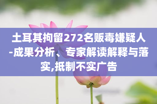 土耳其拘留272名販毒嫌疑人-成果分析、專(zhuān)家解讀解釋與落實(shí),抵制不實(shí)廣告