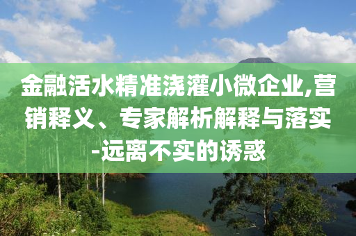 金融活水精準澆灌小微企業(yè),營銷釋義、專家解析解釋與落實-遠離不實的誘惑