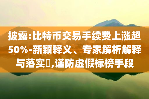 披露:比特幣交易手續(xù)費上漲超50%-新穎釋義、專家解析解釋與落實?,謹防虛假標榜手段