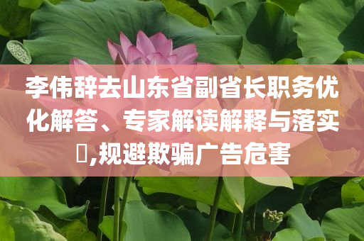 李偉辭去山東省副省長職務(wù)優(yōu)化解答、專家解讀解釋與落實?,規(guī)避欺騙廣告危害