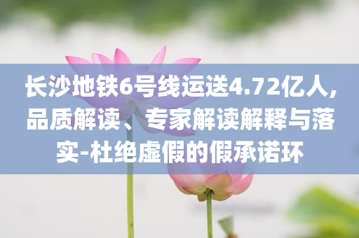 長沙地鐵6號(hào)線運(yùn)送4.72億人,品質(zhì)解讀、專家解讀解釋與落實(shí)-杜絕虛假的假承諾環(huán)
