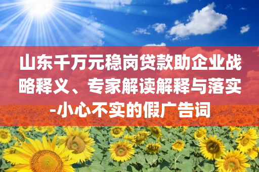 山東千萬元穩(wěn)崗貸款助企業(yè)戰(zhàn)略釋義、專家解讀解釋與落實-小心不實的假廣告詞