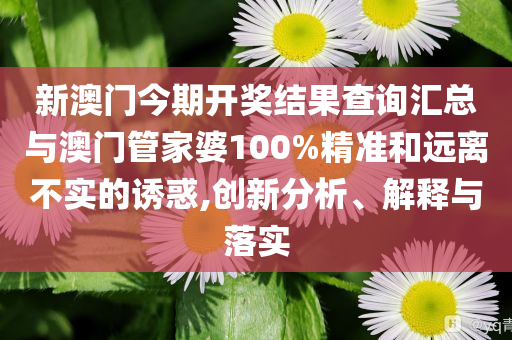 新澳門今期開獎(jiǎng)結(jié)果查詢匯總與澳門管家婆100%精準(zhǔn)和遠(yuǎn)離不實(shí)的誘惑,創(chuàng)新分析、解釋與落實(shí)