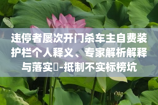 違停者屢次開(kāi)門殺車主自費(fèi)裝護(hù)欄個(gè)人釋義、專家解析解釋與落實(shí)?-抵制不實(shí)標(biāo)榜坑