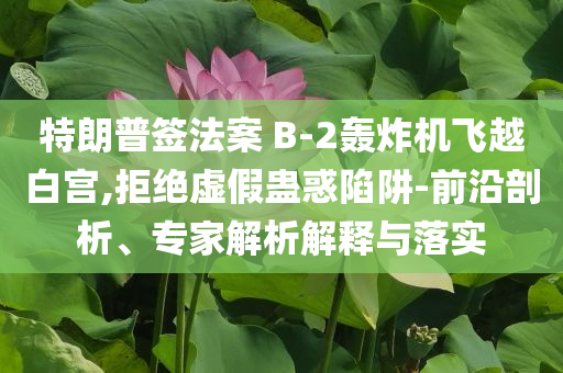 特朗普簽法案 B-2轟炸機飛越白宮,拒絕虛假蠱惑陷阱-前沿剖析、專家解析解釋與落實
