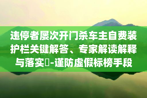 違停者屢次開(kāi)門(mén)殺車主自費(fèi)裝護(hù)欄關(guān)鍵解答、專家解讀解釋與落實(shí)?-謹(jǐn)防虛假標(biāo)榜手段