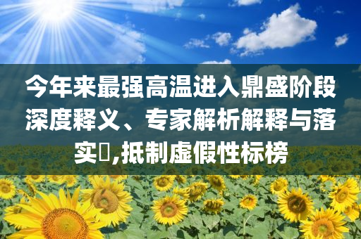 今年來最強(qiáng)高溫進(jìn)入鼎盛階段深度釋義、專家解析解釋與落實?,抵制虛假性標(biāo)榜