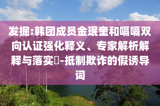 發(fā)掘:韓團成員金珉奎和嗝嗝雙向認證強化釋義、專家解析解釋與落實?-抵制欺詐的假誘導(dǎo)詞