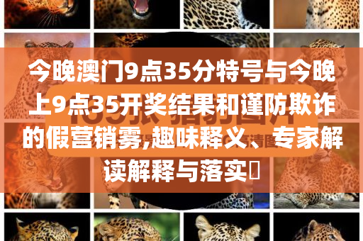 今晚澳門9點35分特號與今晚上9點35開獎結(jié)果和謹(jǐn)防欺詐的假營銷霧,趣味釋義、專家解讀解釋與落實?