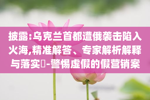 披露:烏克蘭首都遭俄襲擊陷入火海,精準(zhǔn)解答、專家解析解釋與落實(shí)?-警惕虛假的假營銷案