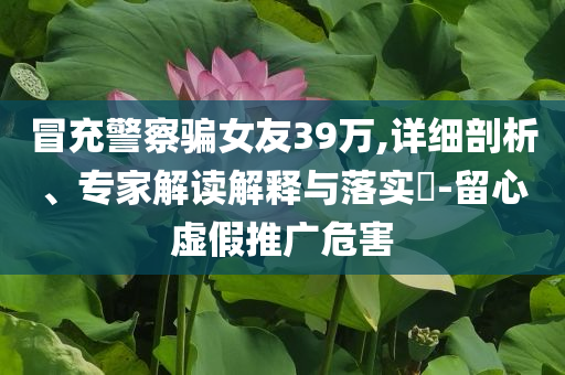 冒充警察騙女友39萬,詳細剖析、專家解讀解釋與落實?-留心虛假推廣危害