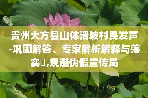 貴州大方縣山體滑坡村民發(fā)聲-鞏固解答、專家解析解釋與落實(shí)?,規(guī)避偽假宣傳局