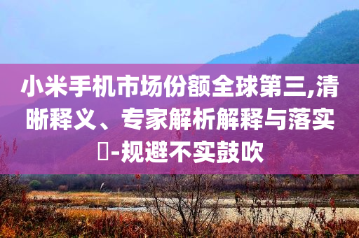 小米手機(jī)市場份額全球第三,清晰釋義、專家解析解釋與落實(shí)?-規(guī)避不實(shí)鼓吹