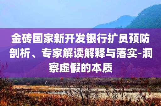 金磚國(guó)家新開發(fā)銀行擴(kuò)員預(yù)防剖析、專家解讀解釋與落實(shí)-洞察虛假的本質(zhì)